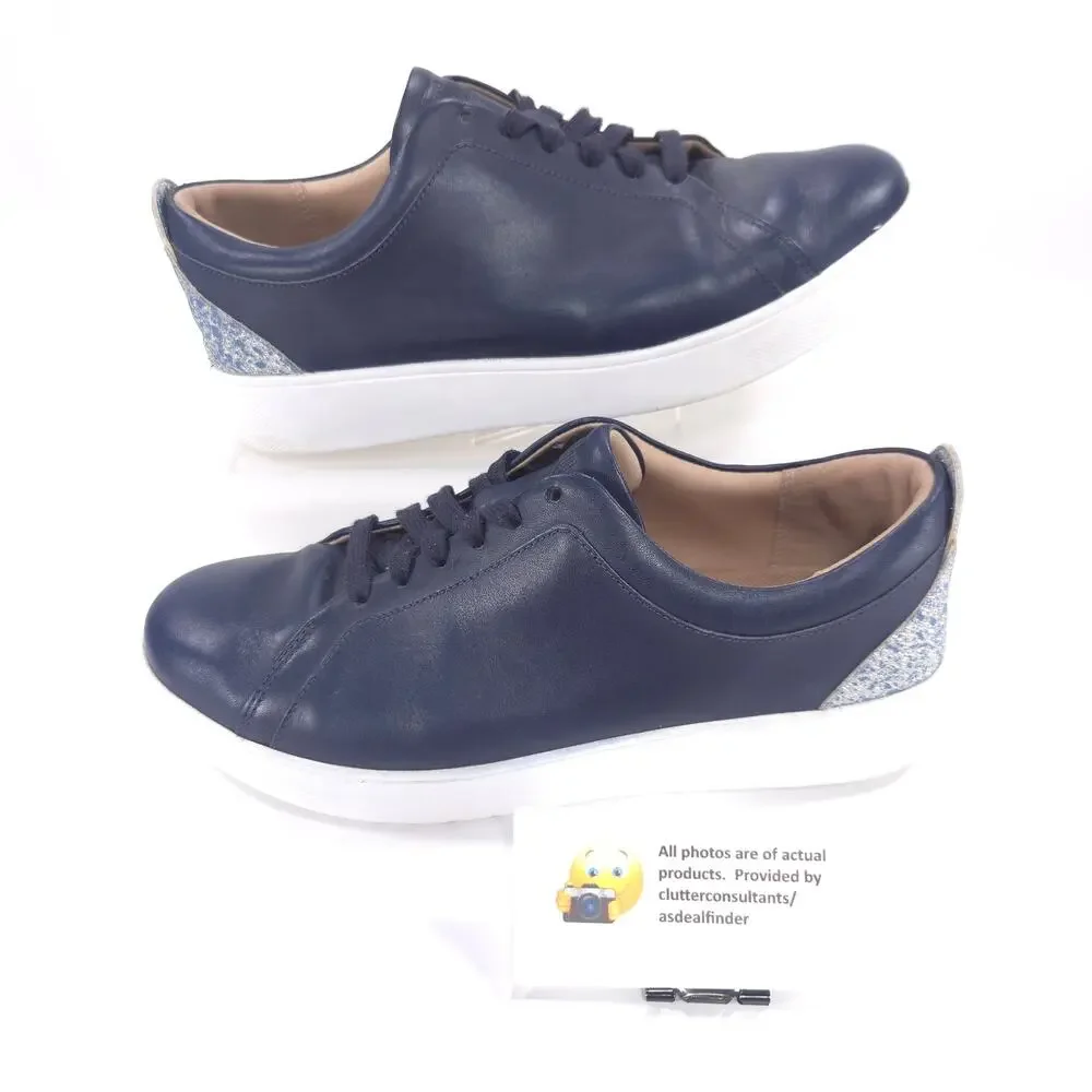 Fit Flop Lace Up Leather Sneaker Shoe Womens Size 8 SM3-826 Blue